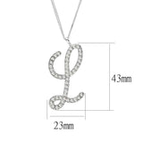 LO4709 - Silver Brass Chain Pendant with Top Grade Crystal in Clear - Alamode - Flyclothing LLC