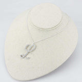 LO4709 - Silver Brass Chain Pendant with Top Grade Crystal in Clear - Alamode - Flyclothing LLC