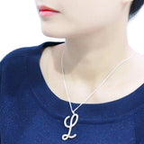 LO4709 - Silver Brass Chain Pendant with Top Grade Crystal in Clear - Alamode - Flyclothing LLC