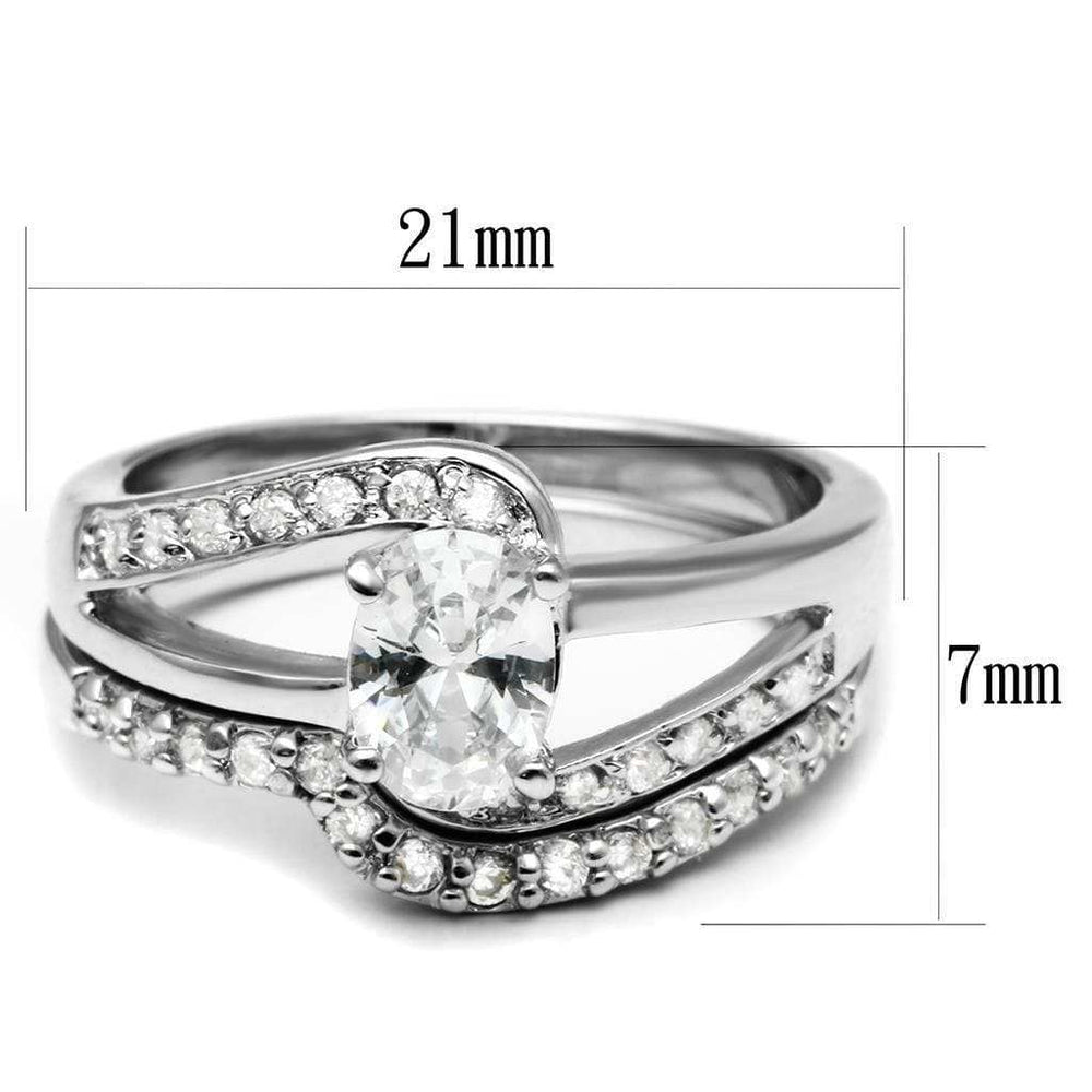 LO4712 - Rhodium Brass Ring with AAA Grade CZ in Clear - Alamode - Flyclothing LLC