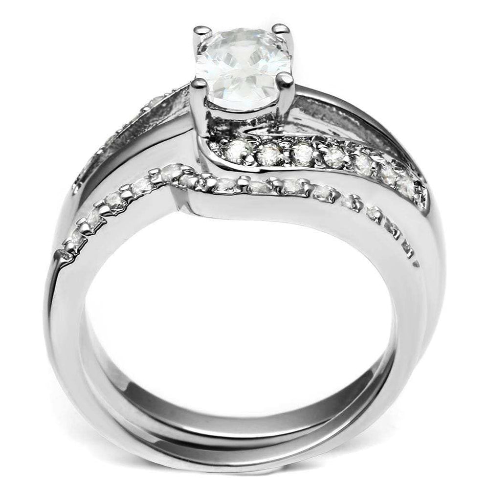 LO4712 - Rhodium Brass Ring with AAA Grade CZ in Clear - Alamode - Flyclothing LLC