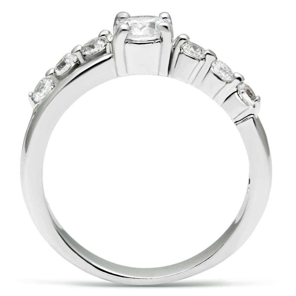 LO4713 - Rhodium Brass Ring with AAA Grade CZ in Clear - Alamode - Flyclothing LLC