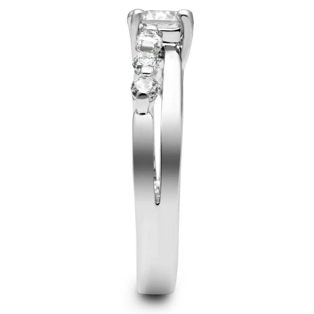 LO4713 - Rhodium Brass Ring with AAA Grade CZ in Clear - Alamode - Flyclothing LLC