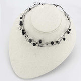 LO4714 - Ruthenium White Metal Necklace with Synthetic Synthetic Glass in Jet - Alamode - Flyclothing LLC