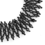 LO4715 - Rhodium Brass Necklace with Synthetic Synthetic Glass in Jet - Alamode - Flyclothing LLC