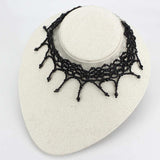 LO4717 - Rhodium Brass Necklace with Synthetic Synthetic Glass in Jet - Alamode - Flyclothing LLC