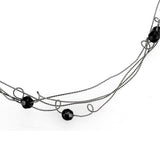 LO4719 - Ruthenium White Metal Necklace with Synthetic Synthetic Glass in Jet - Alamode - Flyclothing LLC
