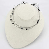 LO4719 - Ruthenium White Metal Necklace with Synthetic Synthetic Glass in Jet - Alamode - Flyclothing LLC