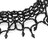 LO4722 - Rhodium Brass Necklace with Synthetic Synthetic Glass in Jet - Alamode - Flyclothing LLC