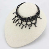 LO4722 - Rhodium Brass Necklace with Synthetic Synthetic Glass in Jet - Alamode - Flyclothing LLC