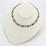 LO4723 - Ruthenium White Metal Necklace with Synthetic Synthetic Glass in Jet - Alamode - Flyclothing LLC