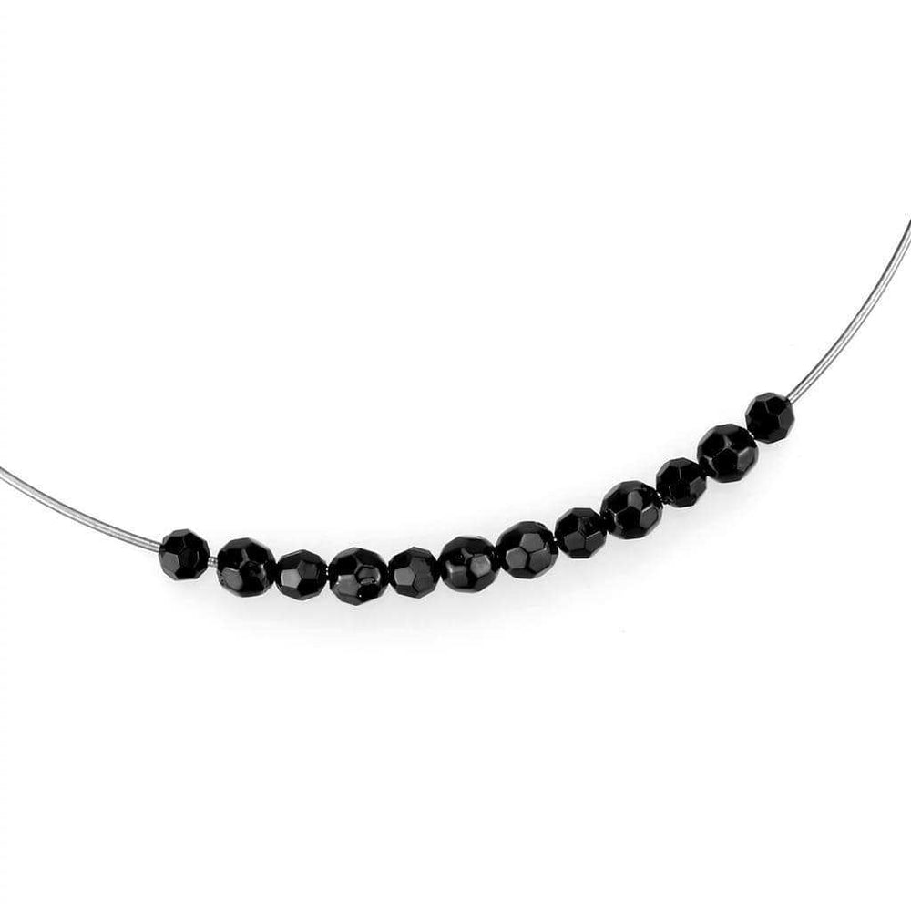 LO4725 - Ruthenium White Metal Necklace with Synthetic Synthetic Glass in Jet - Alamode - Flyclothing LLC