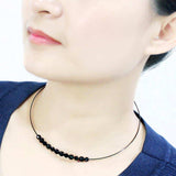 LO4725 - Ruthenium White Metal Necklace with Synthetic Synthetic Glass in Jet - Alamode - Flyclothing LLC