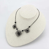 LO4727 - Ruthenium White Metal Necklace with Synthetic Synthetic Glass in Jet - Alamode - Flyclothing LLC