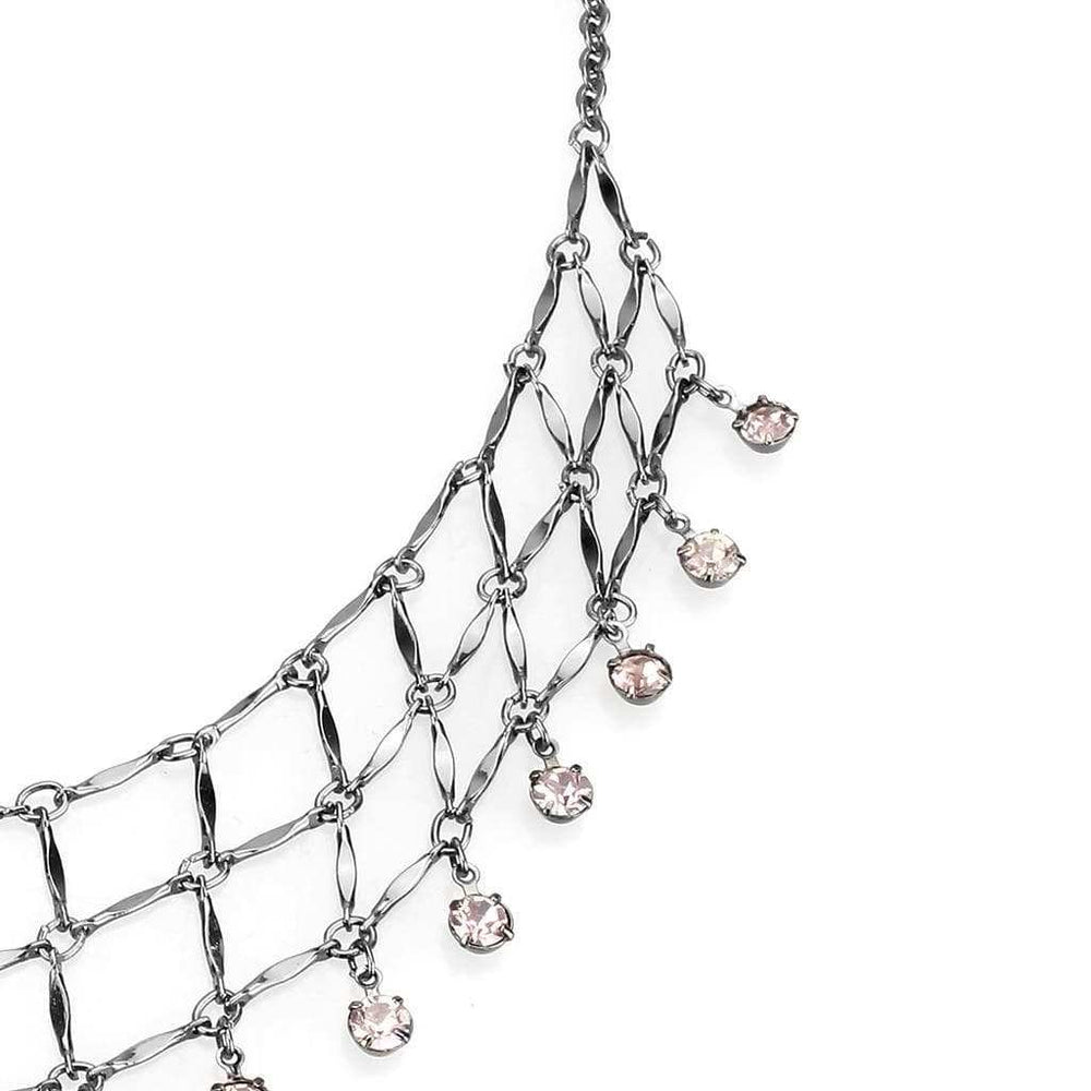 LO4731 - Ruthenium White Metal Necklace with Top Grade Crystal in Light Amethyst - Alamode - Flyclothing LLC