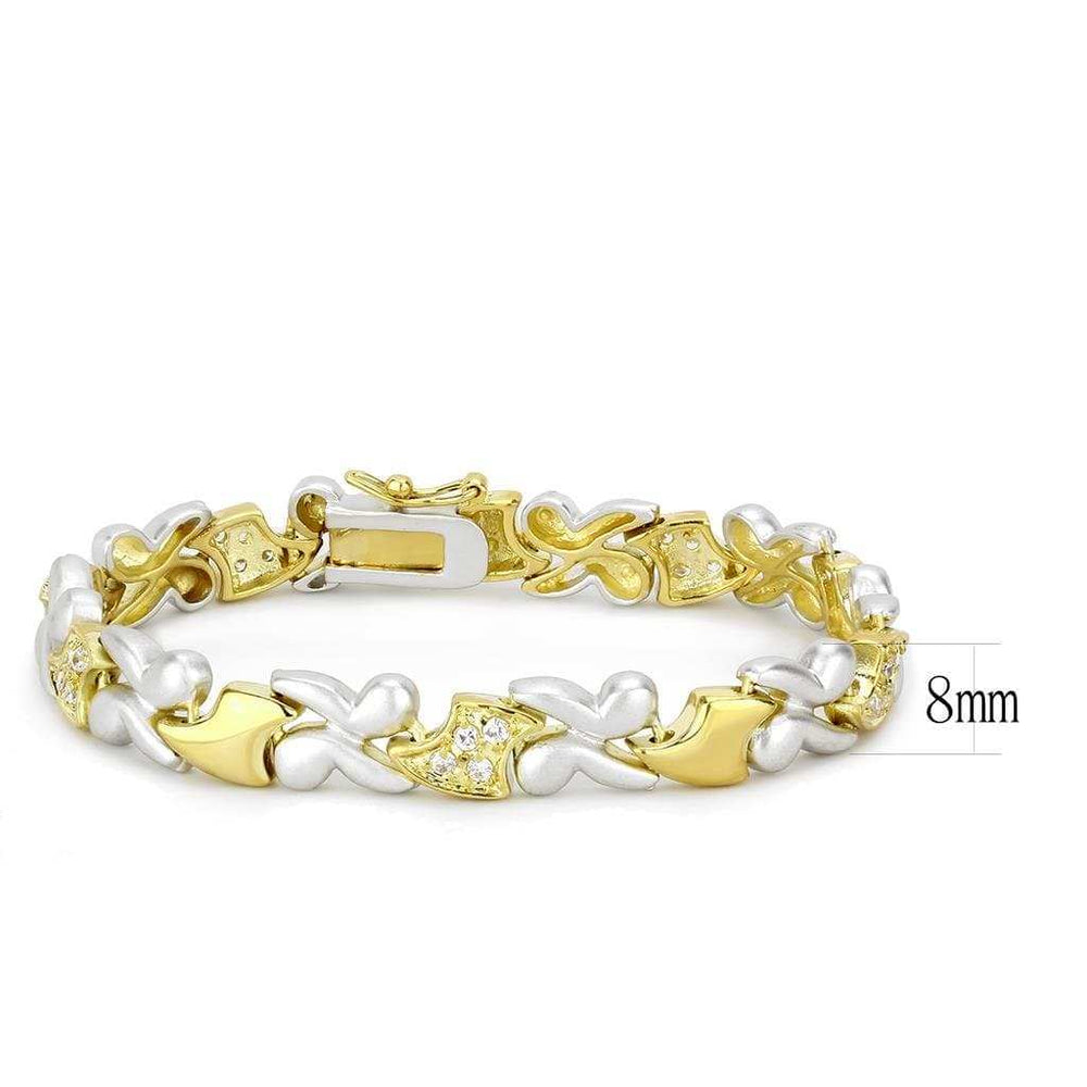 LO4736 - Gold+Rhodium Brass Bracelet with AAA Grade CZ in Clear - Alamode - Flyclothing LLC