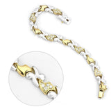 LO4736 - Gold+Rhodium Brass Bracelet with AAA Grade CZ in Clear - Alamode - Flyclothing LLC