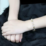 LO4736 - Gold+Rhodium Brass Bracelet with AAA Grade CZ in Clear - Alamode - Flyclothing LLC