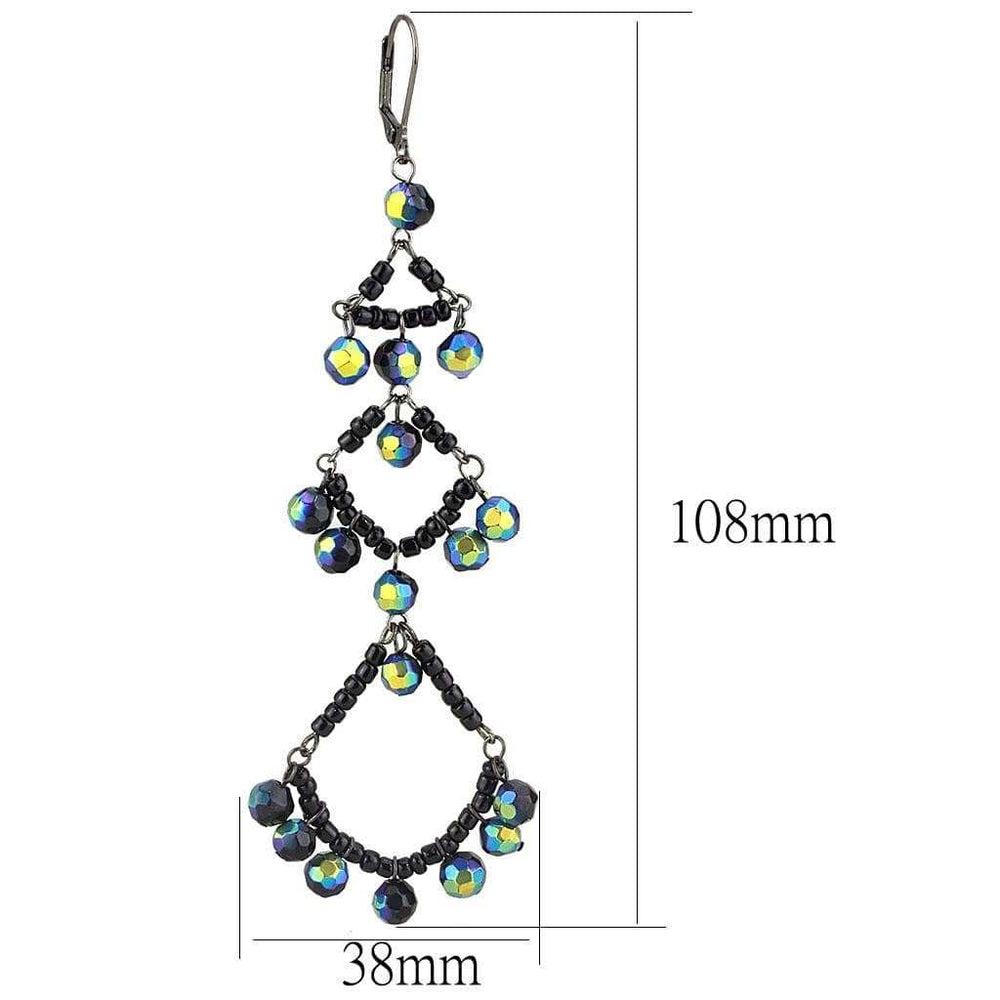 LO628 - Antique Silver Brass Earrings with Top Grade Crystal in Multi Color - Alamode - Flyclothing LLC