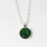LOA072 - Silver Brass Chain Pendant with Synthetic Spinel in Emerald - Alamode - Flyclothing LLC