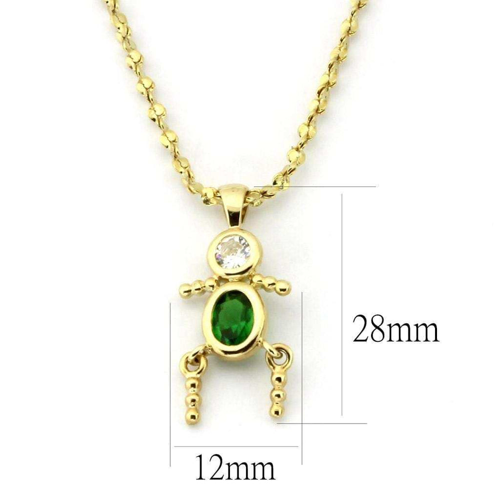 LOA1358 - Gold Brass Chain Pendant with AAA Grade CZ in Emerald - Alamode - Flyclothing LLC