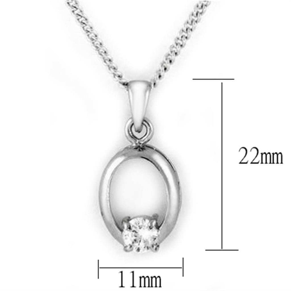 LOA1360 - Rhodium Brass Chain Pendant with AAA Grade CZ in Clear - Alamode - Flyclothing LLC