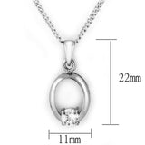 LOA1360 - Rhodium Brass Chain Pendant with AAA Grade CZ in Clear - Alamode - Flyclothing LLC