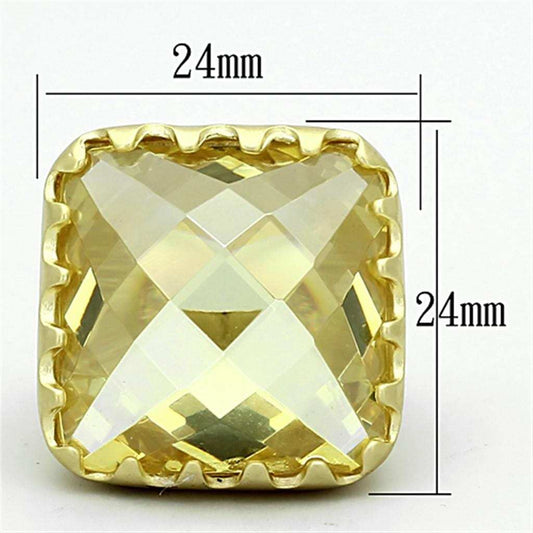 LOA888 - Matte Gold Brass Ring with AAA Grade CZ in Citrine Yellow - Alamode - Flyclothing LLC