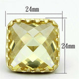 LOA888 - Matte Gold Brass Ring with AAA Grade CZ in Citrine Yellow - Alamode - Flyclothing LLC