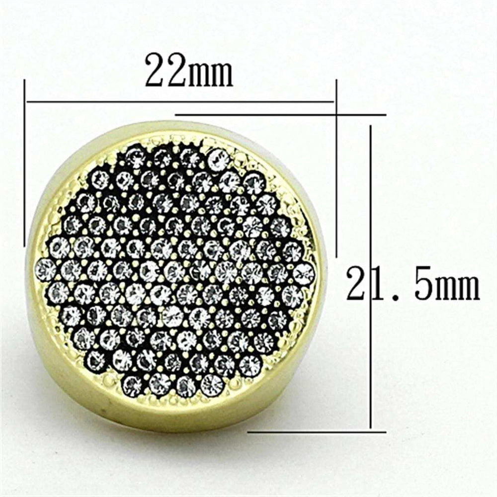 LOA889 - Matte Gold Brass Ring with Top Grade Crystal in Clear - Alamode - Flyclothing LLC