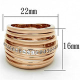 LOA890 - Rose Gold Brass Ring with AAA Grade CZ in Clear - Alamode - Flyclothing LLC