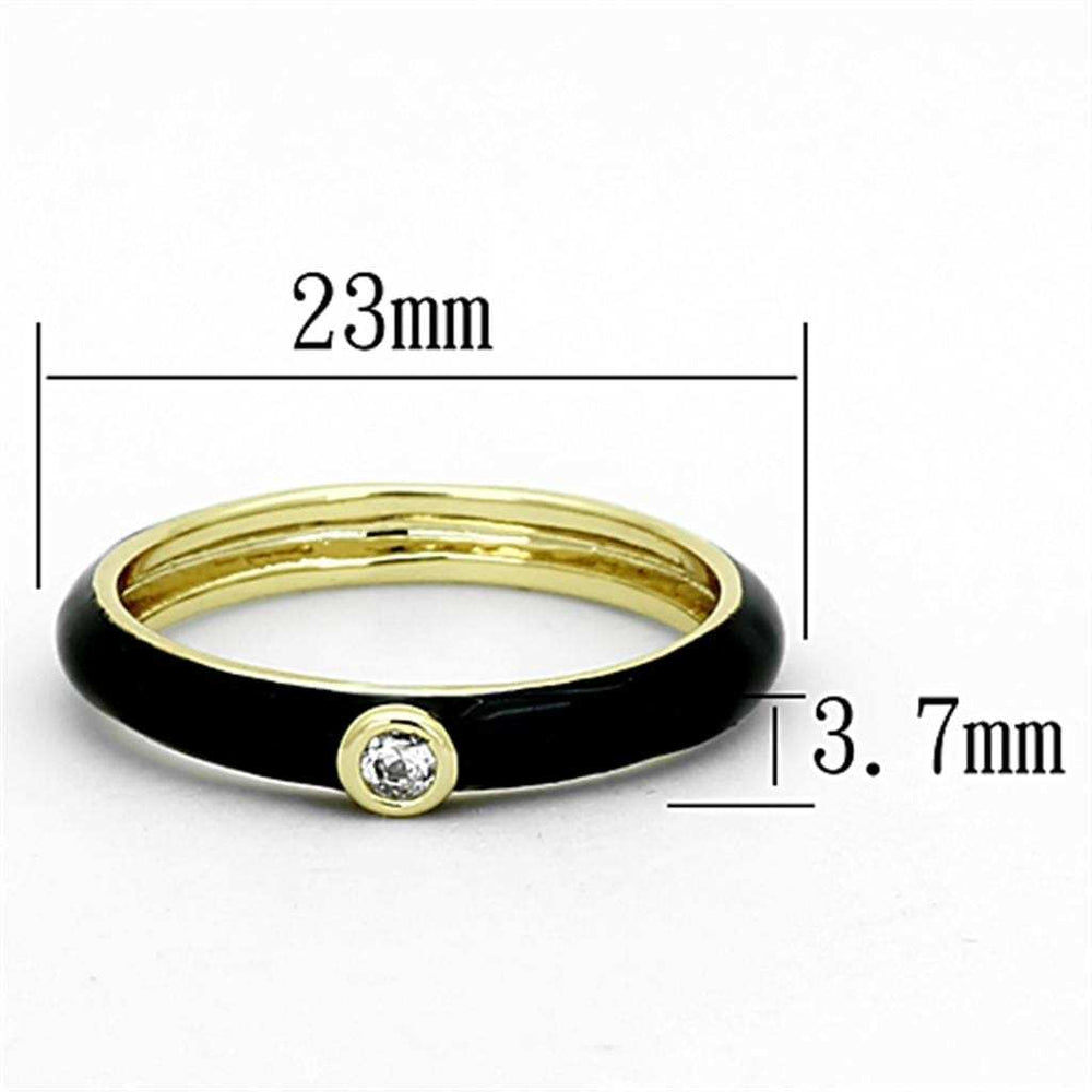 LOA896 - Gold Brass Ring with AAA Grade CZ in Clear - Alamode - Flyclothing LLC