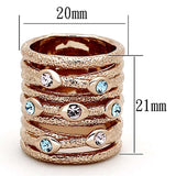 LOA909 - Rose Gold Brass Ring with Top Grade Crystal in Multi Color - Alamode - Flyclothing LLC