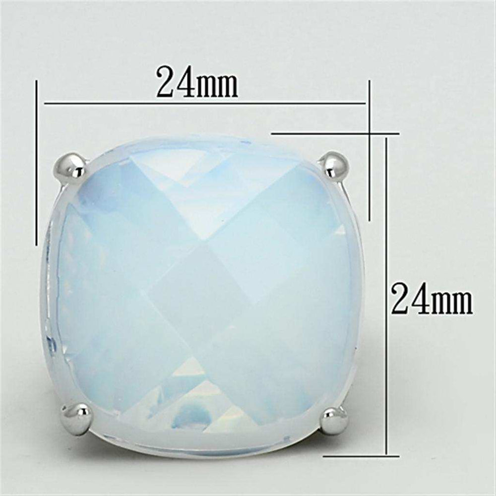 LOA910 - Rhodium Brass Ring with Synthetic Synthetic Glass in Aurora Borealis (Rainbow Effect) - Alamode - Flyclothing LLC