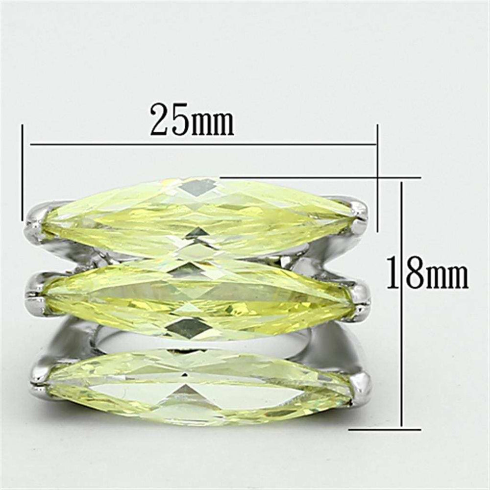 LOA916 - Rhodium Brass Ring with AAA Grade CZ in Apple Green color - Alamode - Flyclothing LLC