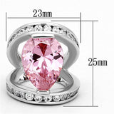LOA924 - Rhodium Brass Ring with AAA Grade CZ in Rose - Alamode - Flyclothing LLC