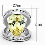 LOA925 - Rhodium Brass Ring with AAA Grade CZ in Citrine Yellow - Alamode - Flyclothing LLC
