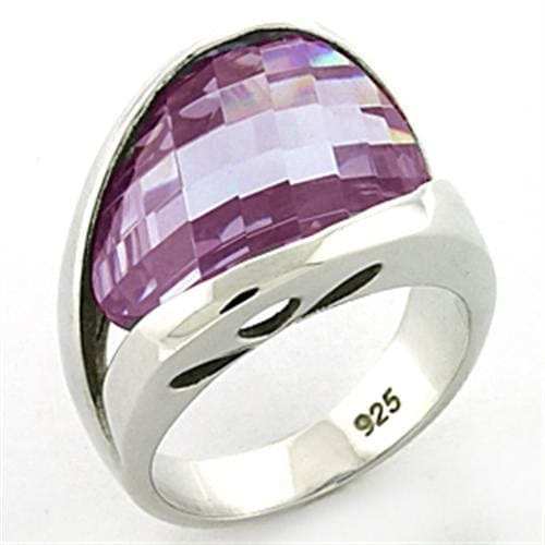 LOAS774 - Rhodium 925 Sterling Silver Ring with AAA Grade CZ in Light Amethyst - Alamode - Flyclothing LLC