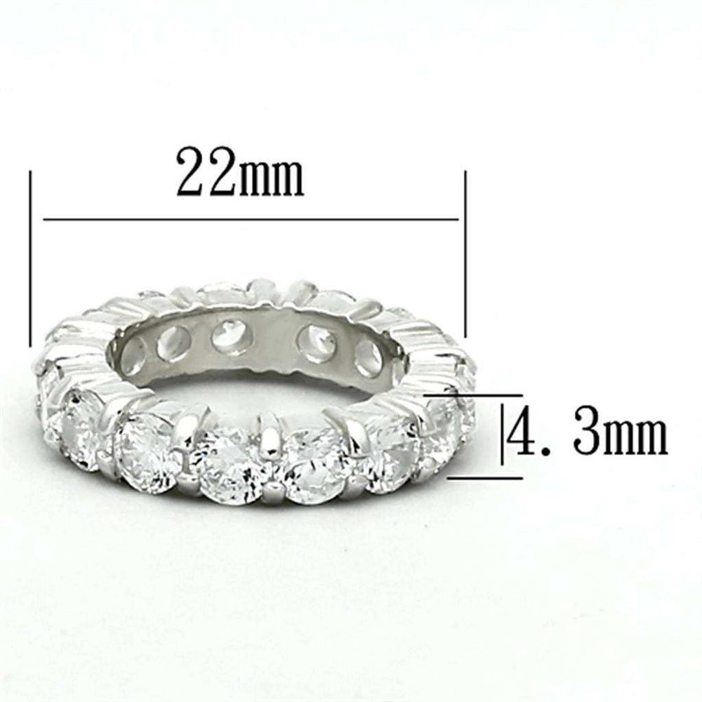 LOAS932 - Silver 925 Sterling Silver Ring with AAA Grade CZ in Clear - Alamode - Flyclothing LLC