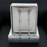 LOS001 - Rhodium 925 Sterling Silver Earrings with Genuine Stone in London Blue - Alamode - Flyclothing LLC