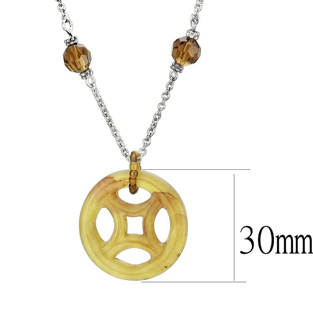 LOS027 - Silver 925 Sterling Silver Necklace with Synthetic Jade in Multi Color - Alamode - Flyclothing LLC