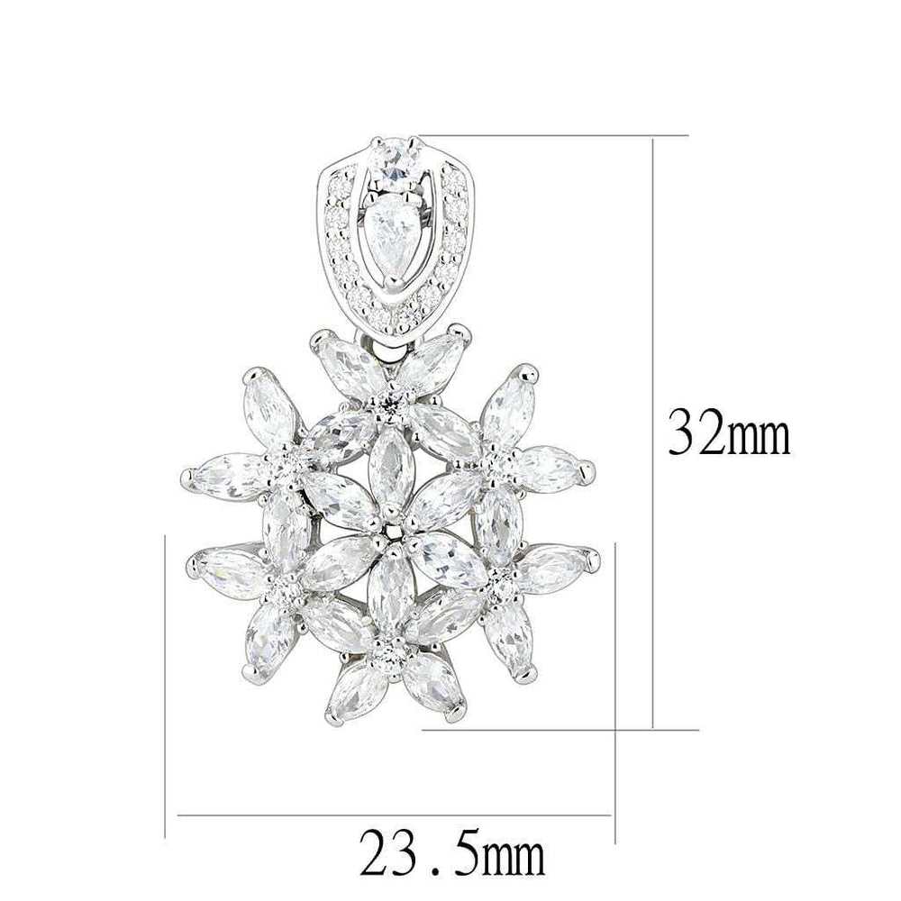 LOS067 - Rhodium 925 Sterling Silver Pendant with AAA Grade CZ in Clear - Alamode - Flyclothing LLC