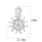 LOS067 - Rhodium 925 Sterling Silver Pendant with AAA Grade CZ in Clear - Alamode - Flyclothing LLC