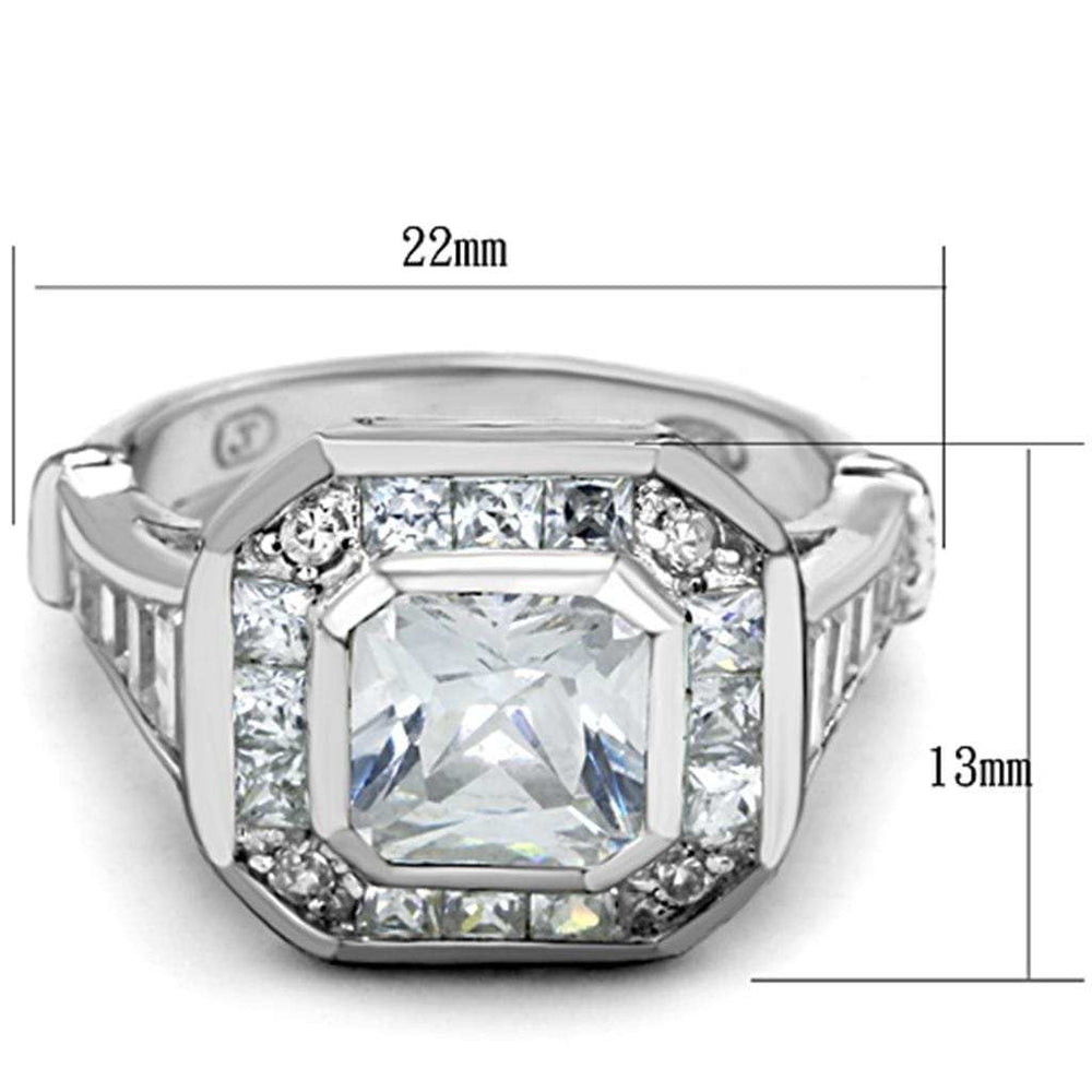 LOS267 - Rhodium 925 Sterling Silver Ring with AAA Grade CZ in Clear - Alamode - Flyclothing LLC