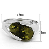 LOS654 - Rhodium 925 Sterling Silver Ring with AAA Grade CZ in Olivine color - Alamode - Flyclothing LLC
