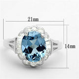 LOS658 - Silver 925 Sterling Silver Ring with Synthetic Spinel in Sea Blue - Alamode - Flyclothing LLC