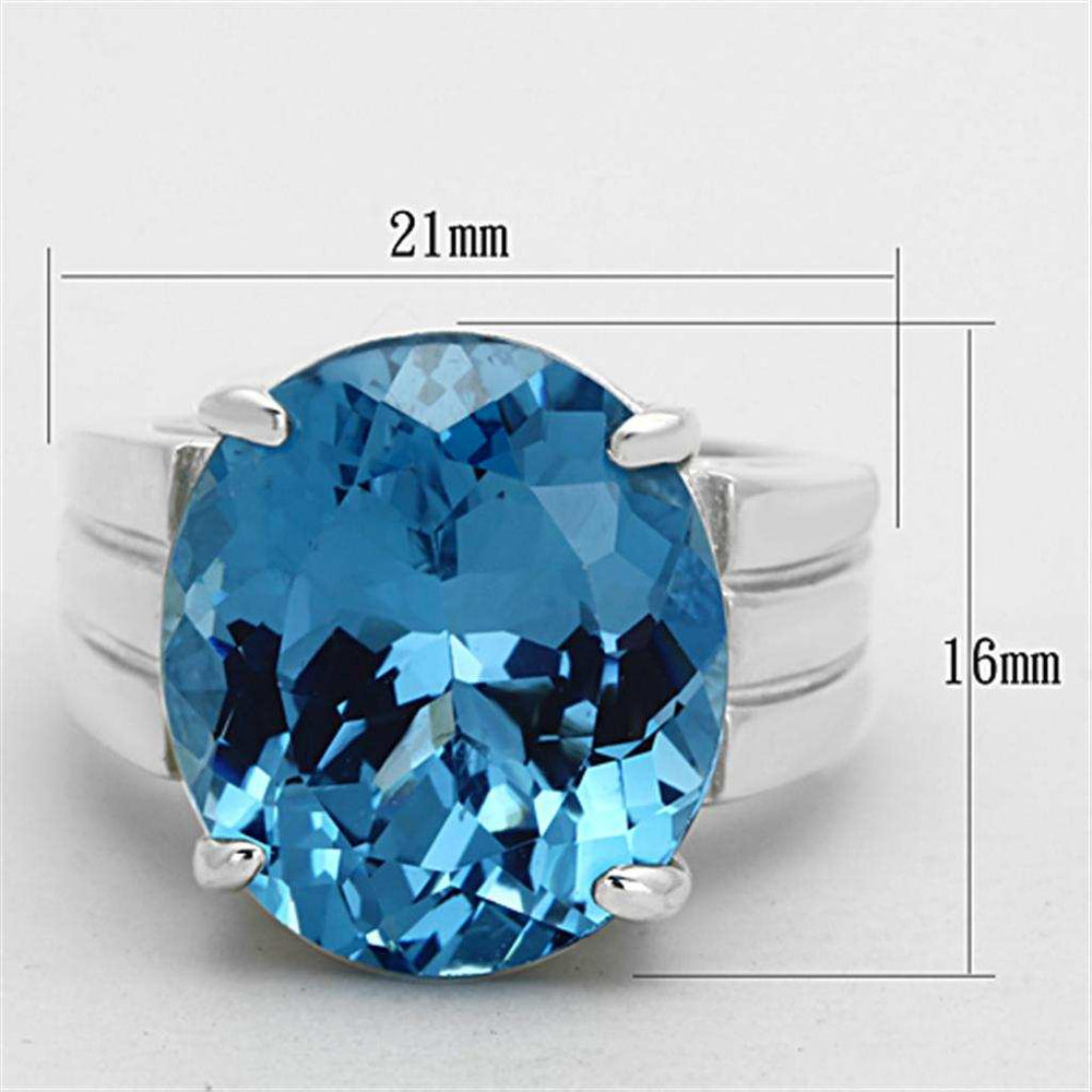 LOS676 - Silver 925 Sterling Silver Ring with Synthetic Spinel in Sea Blue - Alamode - Flyclothing LLC