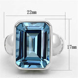 LOS679 - Silver 925 Sterling Silver Ring with Synthetic Spinel in Sea Blue - Alamode - Flyclothing LLC