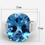 LOS687 - Silver 925 Sterling Silver Ring with Synthetic Spinel in Sea Blue - Alamode - Flyclothing LLC