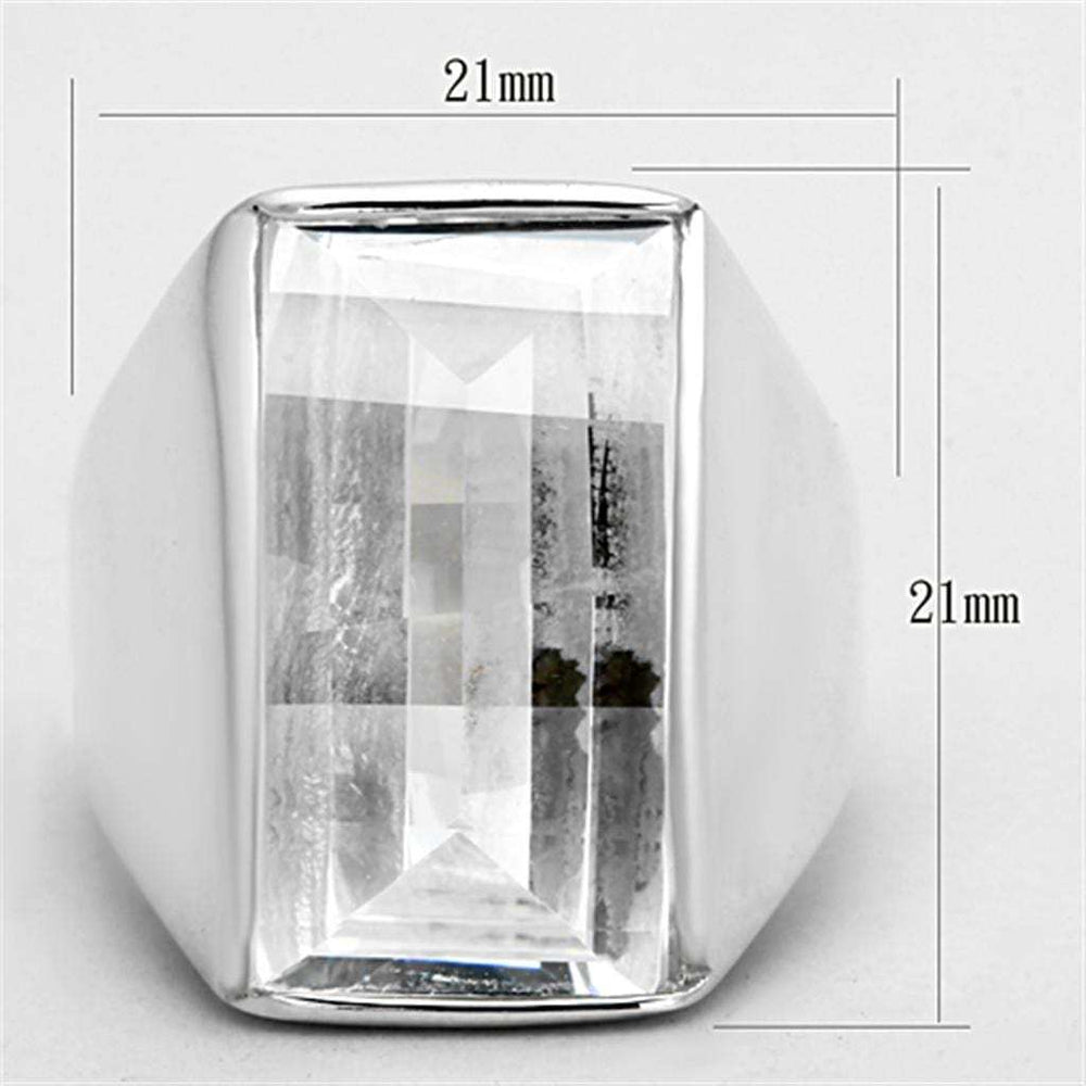 LOS690 - Silver 925 Sterling Silver Ring with AAA Grade CZ in Clear - Alamode - Flyclothing LLC